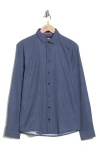 Soul Of London Geometric Stretch Button-up Shirt In Blue