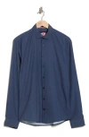 Soul Of London Geometric Stretch Button-up Shirt In Blue
