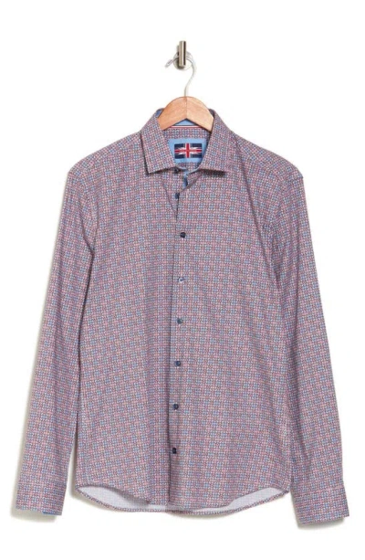Soul Of London Medallion Print Long Sleeve Button-up Shirt In Pink