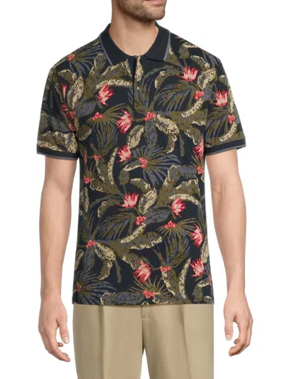Soul Of London Men's Floral Cotton Polo Shirt