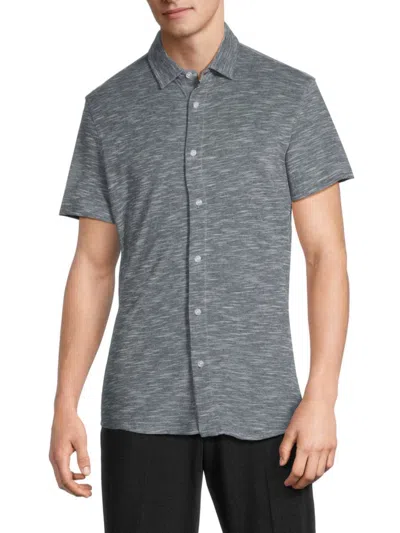 Soul Of London Men's Heathered Cotton Shirt In Blue