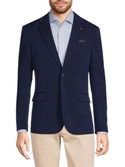 Soul Of London Men's Logo Embroidered Textured Blazer In Navy