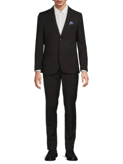 Soul Of London Men's Notch Collar Solid Suit In Black