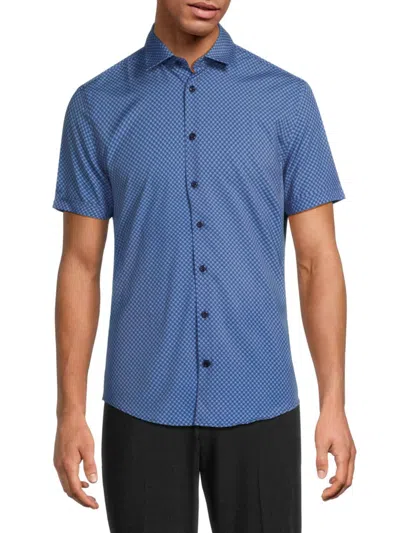 Soul Of London Men's Printed Short-sleeve Sport Shirt