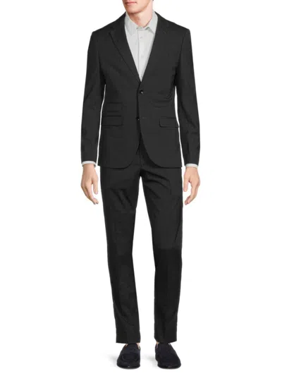 Soul Of London Men's Trend Fit Checked Suit In Black