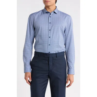 Soul Of London Microfiber Long Sleeve Sport Shirt In Blue/ Bleu