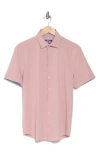 Soul Of London Microfiber Stretch Short Sleeve Button-down Shirt In Dusty Pink/rose Cendre