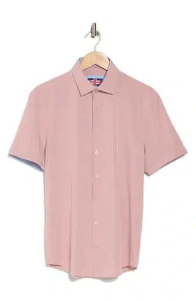 Soul Of London Microfiber Stretch Short Sleeve Button-down Shirt In Dusty Pink/rose Cendre