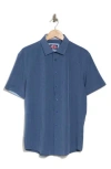 Soul Of London Microfiber Stretch Short Sleeve Button-down Shirt In Navy/marine