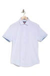 Soul Of London Microfiber Stretch Short Sleeve Button-down Shirt In White