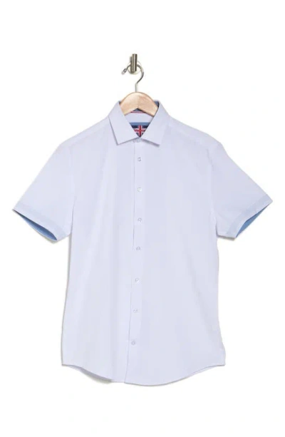Soul Of London Microfiber Stretch Short Sleeve Button-down Shirt In White