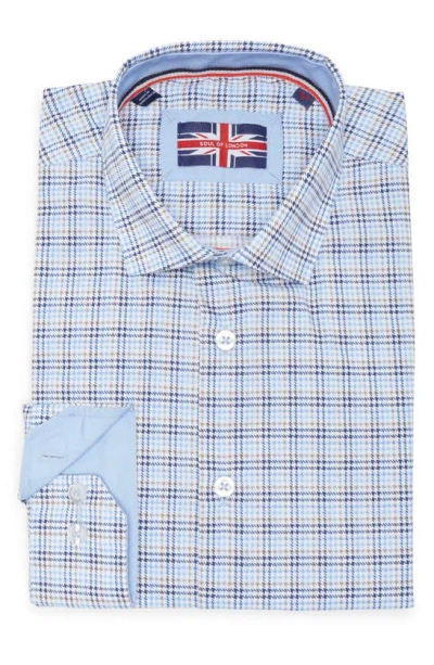 Soul Of London Mini Plaid Dress Shirt In Blue