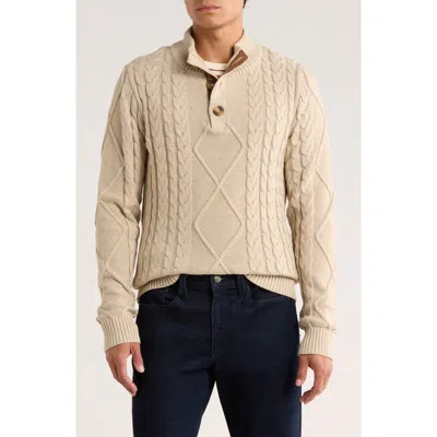 Soul Of London Mock Neck Cable Knit Cotton Sweater In Neutral