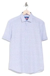 Soul Of London Short Sleeve Stretch Button-up Sport Shirt In White/blanc