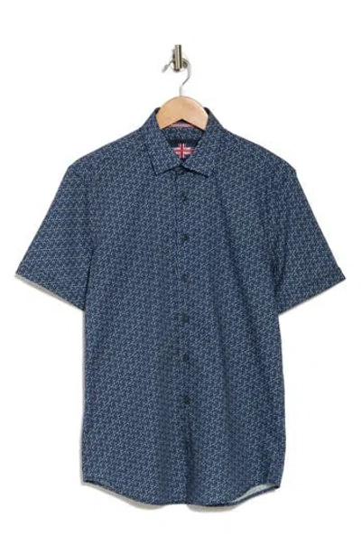 Soul Of London Short Sleeve Stretch Cotton Sport Shirt In Blue/bleu