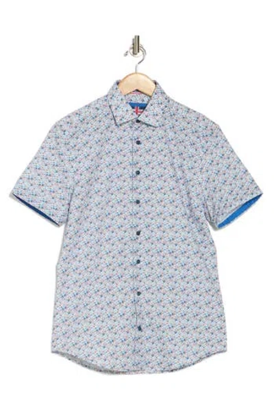 Soul Of London Short Sleeve Stretch Cotton Sport Shirt In Blue/bleu