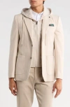 Soul Of London Sport Coat With Removable Hoodie Bib In Neutral