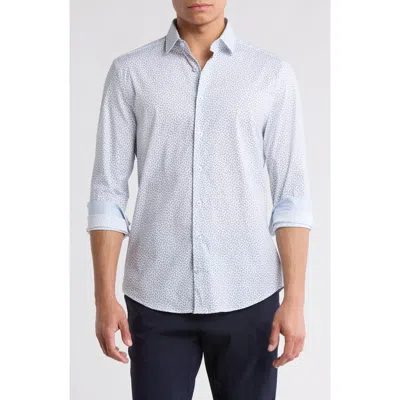 Soul Of London Stretch Cotton Button Up Shirt In Blue