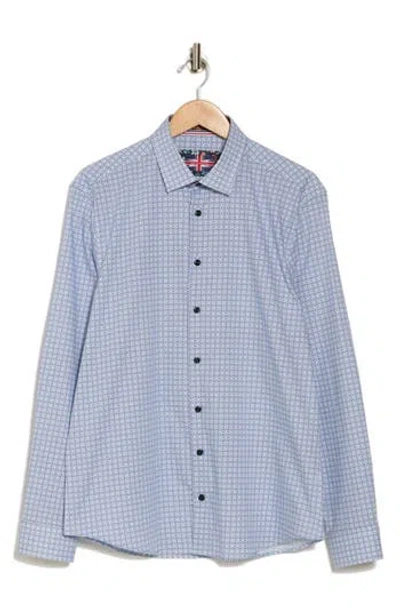 Soul Of London Stretch Cotton Button Up Shirt In Blue/bleu