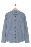 Soul Of London Stretch Cotton Button Up Shirt In Blue/bleu