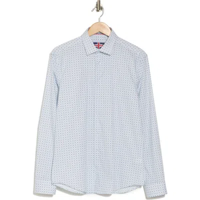 Soul Of London Stretch Cotton Button Up Shirt In Pale Blue/white