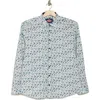 Soul Of London Stretch Cotton Button Up Shirt In Teal/sarcelle