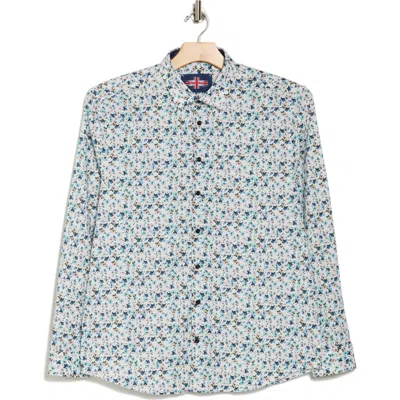 Soul Of London Stretch Cotton Button Up Shirt In Teal/sarcelle