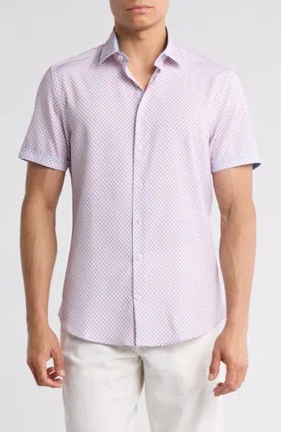 Soul Of London Stretch Short Sleeve Button-up Shirt In Pink