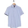 Soul Of London Stretch Sport Short Sleeve Button-up Shirt In White/blanc