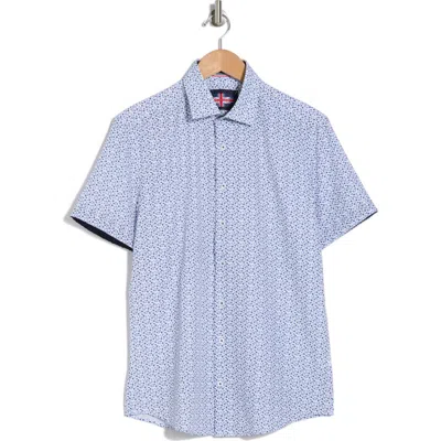 Soul Of London Stretch Sport Short Sleeve Button-up Shirt In White/blanc
