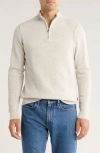 Soul Of London Textured Cotton Quarter Zip Sweater In Neutral