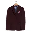 Soul Of London Textured Notch Lapel Double Button Blazer In Burgundy/bourgogne