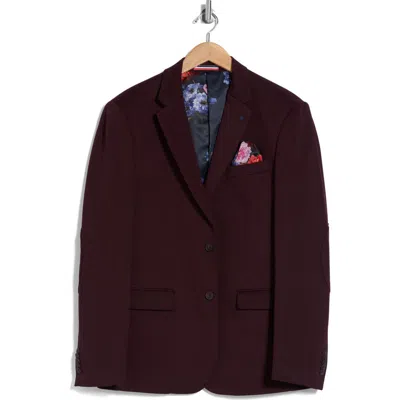 Soul Of London Textured Notch Lapel Double Button Blazer In Burgundy/bourgogne