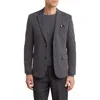 Soul Of London Textured Notch Lapel Double Button Blazer In Charcoal/charbon