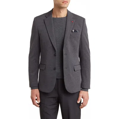 Soul Of London Textured Notch Lapel Double Button Blazer In Charcoal/charbon
