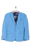 Soul Of London Textured Notch Lapel Double Button Blazer In Light Blue