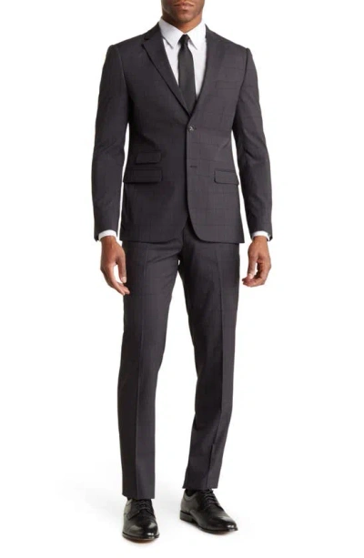 Soul Of London Tonal Plaid Suit In Black