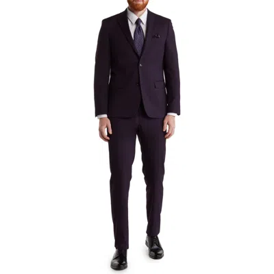 Soul Of London Two-piece Solid Two-button Stretch Woven Suit In Blue