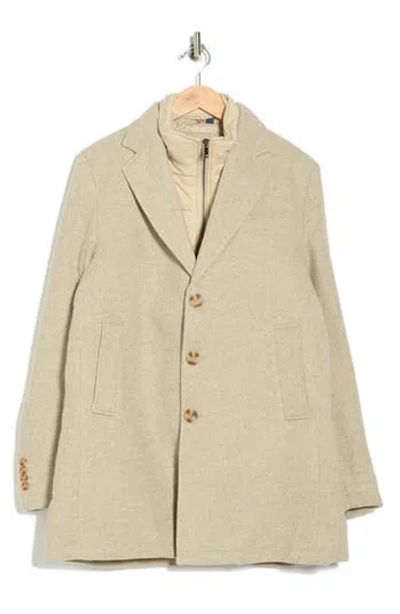 Soul Of London Wool Blend Dress Coat With Removable Bib In Green