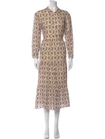 Pre-owned Souleiado Animal Print Long Dress In Neutral