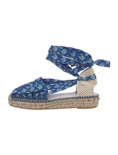 Pre-owned Souleiado Floral Print Espadrilles In Blue