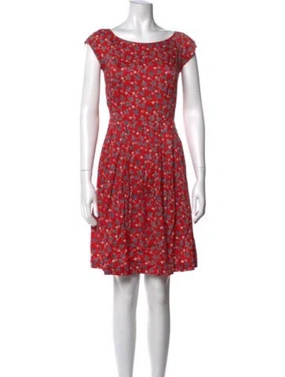 Pre-owned Souleiado Floral Print Knee-length Dress In Red