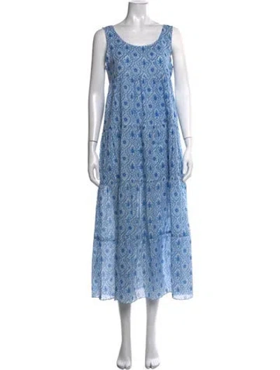 Pre-owned Souleiado Floral Print Long Dress In Blue