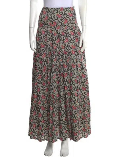 Pre-owned Souleiado Floral Print Long Skirt In Neutrals