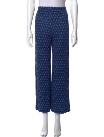 Pre-owned Souleiado Paisley Print Wide Leg Pants In Blue