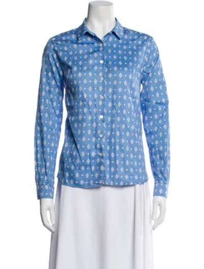 Pre-owned Souleiado Printed Long Sleeve Blouse In Blue