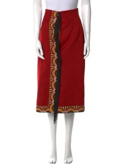 Pre-owned Souleiado Printed Midi Length Skirt In Red