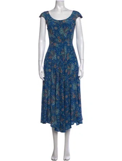 Pre-owned Souleiado Silk Midi Length Dress In Blue