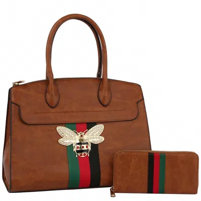 Soulfina Collection Women's Queen Bee Stripe 2-in-1 Satchel Bag In Brown