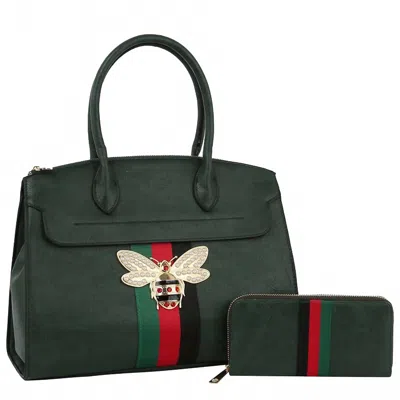 Soulfina Collection Women's Queen Bee Stripe 2-in-1 Satchel In Green